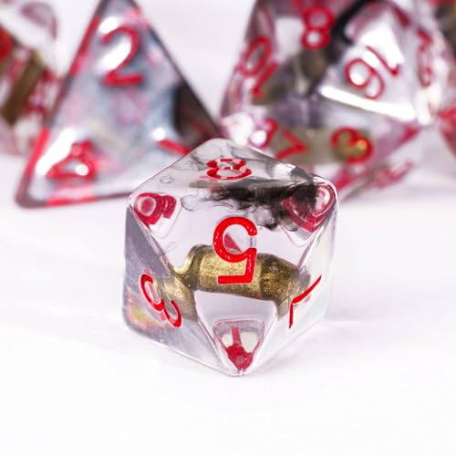 UDIXI Bullet Dice Set, 7PCS Bullet DND Dice Set for D&D RPG Tabletop Games | Velvet Storage Bag, DM Gift, for Dungeons and Dragons Role Playing Games Board Games - color: Bullet