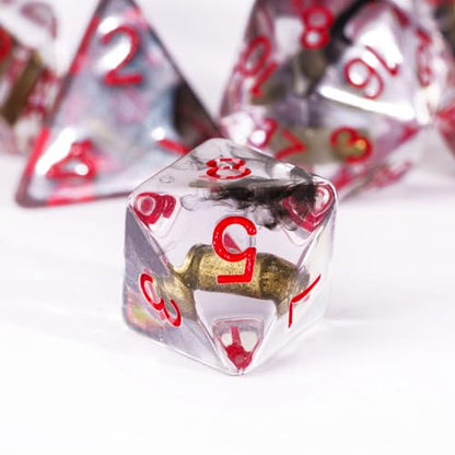 UDIXI Bullet Dice Set, 7PCS Bullet DND Dice Set for D&D RPG Tabletop Games | Velvet Storage Bag, DM Gift, for Dungeons and Dragons Role Playing Games Board Games - color: Bullet