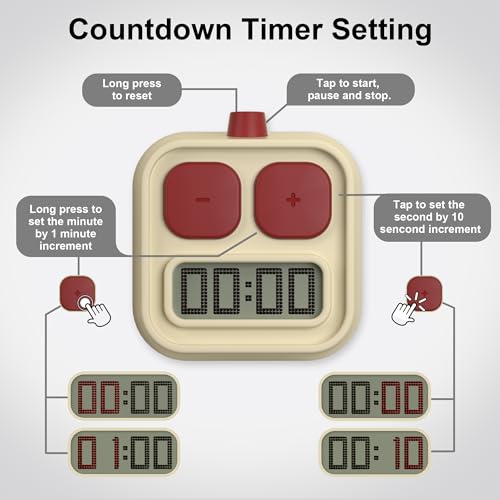 KADAMS Digital Kitchen Timer for Cooking, Countdown & Count-up Productivity, Magnetic for Kids Classroom, Kitchen, Home, School, Office, Yellow