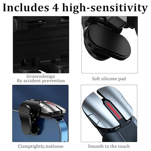 13 in 1 Mobile Game Controller Combo – 4 Responsive Shooting Triggers with Phone Grip for PUBG, COD, Knives Out & Battle Royale Games