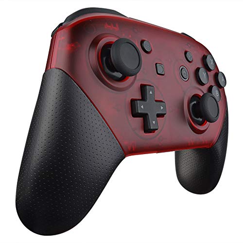 eXtremeRate Transparent Clear Red Faceplate and Backplate for Nintendo Switch Pro Controller, DIY Replacement Shell Housing Case for Nintendo Switch Pro - Controller NOT Included - color: Clear Red
