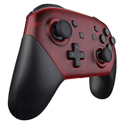 eXtremeRate Transparent Clear Red Faceplate and Backplate for Nintendo Switch Pro Controller, DIY Replacement Shell Housing Case for Nintendo Switch Pro - Controller NOT Included - color: Clear Red