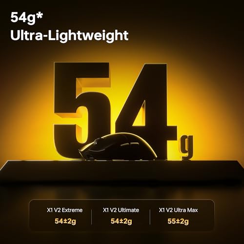 ATK Blazing Sky X1 V2 Ultimate Wireless Gaming Mouse, PAW3950 Ultra Sensor, DPI up to 42,000, 54g Lightweight, 8K Polling, 800 Hr Battery Life, All-New Nano Coating, Dual-Mode 2.4G/Wired - White - color: White, style: Ultimate