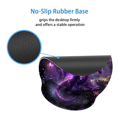 Mouse Pad with Wrist Support, Ergonomic Mouse Pad with Memory Foam Wrist Rest Cushion, Non-Slip Rubber Base Gaming Mice Pad for Home Office Computer Laptop,Dragon - color: Dragon
