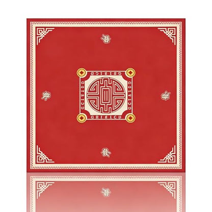 Mahjong Tablecloth, Traditional Chinese Style 80x80cm (31.5x31.5in) Scratch-Resistant Table Cover with Edge-Locking Craftsmanship & Longevity Pattern for Mahjong Gaming & Home Decor（RED）