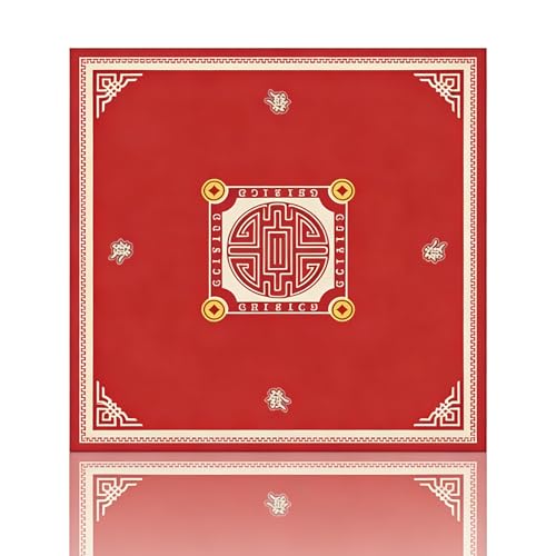 Mahjong Tablecloth, Traditional Chinese Style 80x80cm (31.5x31.5in) Scratch-Resistant Table Cover with Edge-Locking Craftsmanship & Longevity Pattern for Mahjong Gaming & Home Decor（RED）