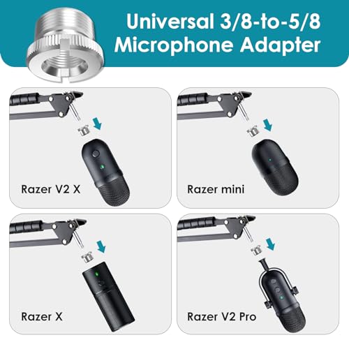 Mic Boom Arm for Razer Seiren V3 Mini Microphone - Adjustable Mic Arm Compatible with Razer Seiren V2 X, Seiren Mini and Seiren X, Mic Stand Great for Streaming, Gaming, Podcast by YOUSHARES - color: Razer V2X