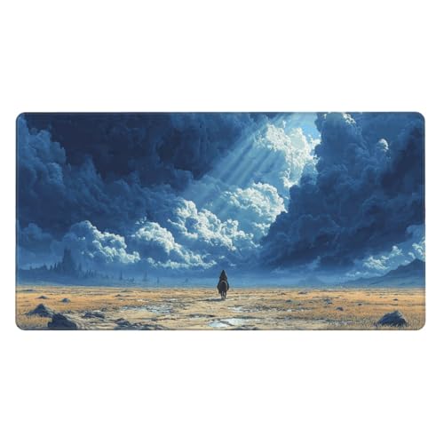MTG Playmat Heading into The Darkness TCG Mat Board Game Card Game Trading Card Game Play Mat Desk Pad Original Hand Painting Stitched Edges Smooth Surface Rubber Base 23.5x13.7in