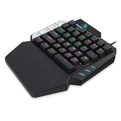 One Handed Keyboard,RGB One Hand Mechanical Gaming Keyboard, 28-Key Blue Switch, USB Wired Portable Mini-Game Keyboard, Support Wrist Rest