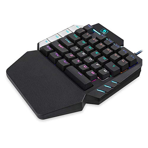 One Handed Keyboard,RGB One Hand Mechanical Gaming Keyboard, 28-Key Blue Switch, USB Wired Portable Mini-Game Keyboard, Support Wrist Rest