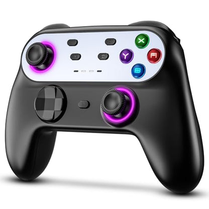 Switch Controller Compatible with Nintendo Switch/Switch Lite/OLED/PC | Programmable Wireless Switch Controller with 10 LED Light, 6-Axis Motion, Turbo, Vibration, One-Key Wake Up & Pairing - color: black and white