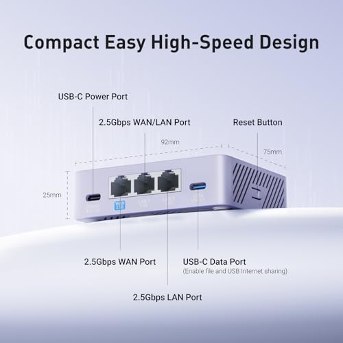GL.iNet GL-MT5000 Brume 3 Wired VPN Security Gateway NO Wi-Fi | Up to 1100 Mbps hardware-accelerated VPN, three 2.5GbE ports with multi-WAN failover, VPN obfuscation, OpenWrt with 1GB DDR4