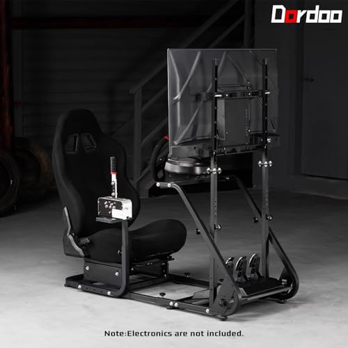 Dardoo G923 Racing Simulator Cockpit with Monitor Mount and Black Seat Adjustable Fit for Logitech G29 G920, for Thrustmaster T300, Without Shifter, Wheel, Pedals and Display