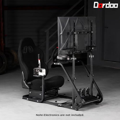 Dardoo G923 Racing Simulator Cockpit with Monitor Mount and Black Seat Adjustable Fit for Logitech G29 G920, for Thrustmaster T300, Without Shifter, Wheel, Pedals and Display