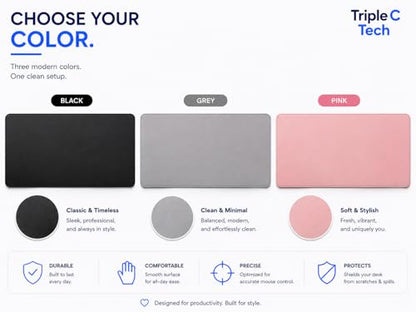 PU Leather Desk Mat, Large Extended Mouse Pad with Stitched Edges, Waterproof Non-Slip Desk Pad for Home Office Gaming Desk (Pink, 23.7x13.8) - color: Pink, size: 23.7" x 13.8"