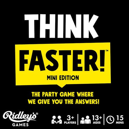 Ridley's Games: Mini Thinkfast- Small Packaging for On-the-Go Play- Fast-Paced Trivia Game - Family Game Night Favorite for Ages 13+, 3-10 Players, 15 Minute Playtime