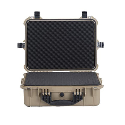 MEIJIA All Weather IP67 Waterproof Hard Camera Case,Hard Protective Case,Hard Case with Customizable Foam,Fit Use of Drones,Camera,Equipments,Pistols(Desert Tan,19.78x15.77x7.41inches) - color: Desert Tan, size: 19.78x15.77x7.41inches