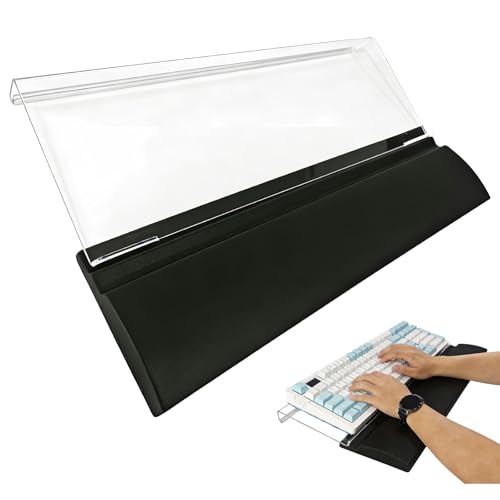 Acrylic Keyboard Stand w/Silicone Wrist Rest Adjustment, Ergonomic | 4-Level Height, Wrist Rest Set 16.9 x 5.7",Computer Keyboard Riser, for Easy Typing Office, Gaming, Home Desks, Clear & Black