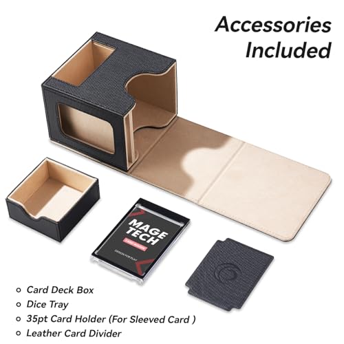 Card Deck Box for MTG Commander - Patented Design, Commander Display, Fits 100 Double-Sleeved Cards, 35pt Card Brick & Dice Tray - Black/Pale Gold - color: 2. Wealth (Black/Pale Gold)