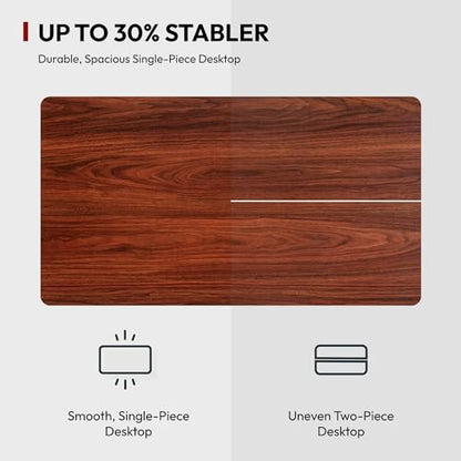 SANODESK Electric Standing Desk with Desk Clamp Power Strip 40"x 24" Whole-Piece Desktop Height Adjustable Stand Up Desk with Cable Management Sit Stand Home Office Desk White Frame/Mahogany Top - color: White Frame+mahogany Top, size: 40"x24"