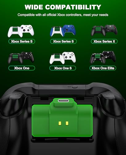 EXTREMECOOL Rechargeable Xbox Controller Battery Pack for Xbox Series X|S/One S|X/One Elite Controllers, Xbox Play and Charge Kit Incl. 2x4800mWh X-1 Batteries, 4x Battery Covers, USB C Charging Cable