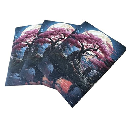 Foxtrot Designs TCG Art Card Sleeves Samurai and Cherry Blossom Design - 100 Count Card Protectors with Matte Textured Back - Compatible with Magic The Gathering and Other TCGs & LCGs (Honor) - color: Honor