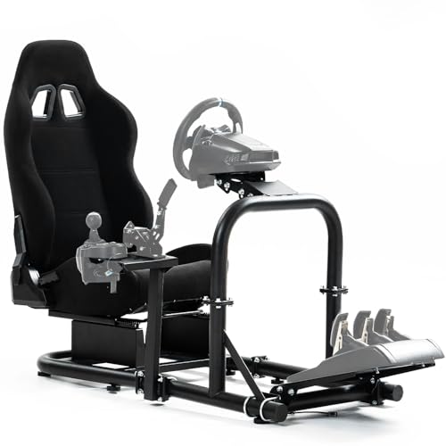 Marada Racing Simulator Cockpit with Comfort Seat Fit for Logitech G29 G920 G923, for Thrustmaster T300RS T500, for Fanatec, Upright Stable Driving Sim Stand,without Steering Wheel/Pedal/Shifter
