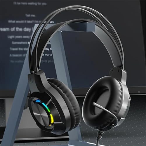 Wired Gaming Headphone with Mic for PC,Over-Ear Headset with LED Light Noise Canceling Microphone