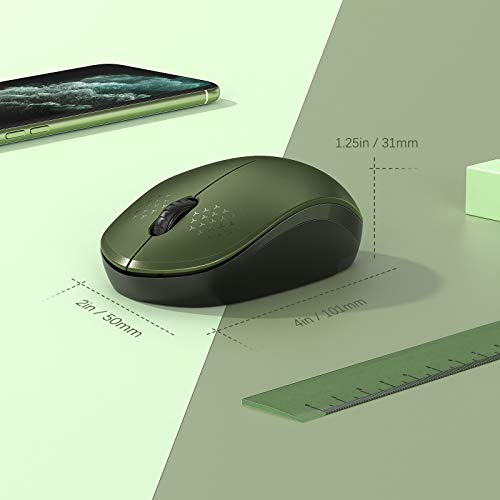 seenda Wireless Mouse for Laptop, 2.4G Noiseless Mouse with USB Receiver - Optical Tracking Portable Computer Mice for Chromebook, PC, Tablet, Windows System, 24 Months Battery Life - Green & Black - color: Green and Black