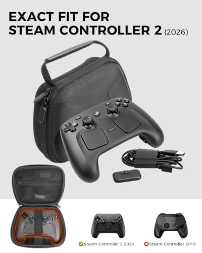 NINKI Portable Travel Case for Steam Controller 2 Carrying Case 2026, Hard Shell Full Protective Storage with Inner Pocket Hand Carry Pouch for Steam Controller 2 Traveling Game Bag Accessories, Black
