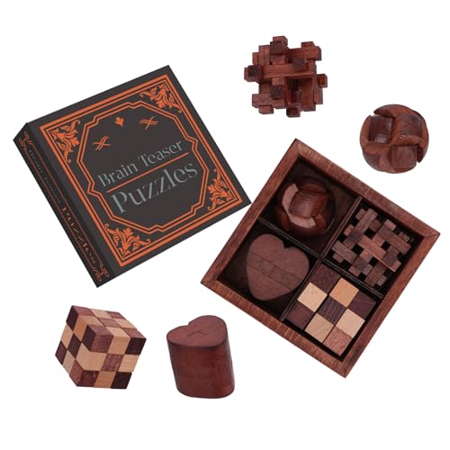 Wooden Brain Teaser Puzzles for Adults Teens - Brain Teaser Puzzles with Wooden Box 3D Puzzle Game Toys for Adults Teens - Unlock Interlocking Wooden Puzzle Adults Teens IQ Education Smart Toys - color: Style B