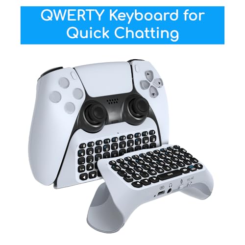 Wireless Controller Keyboard for PS5 Pro Mini Portable Gamepad Chatpad with Built-in Speaker for Dualshock 5 Compact Keypad for PS5 Controller Voice Chat Board for Playstation 5 Gamepad Messaging