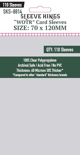 Sleeve Kings Standard Card Sleeves – 110 Count, Clear 60 Micron Thickness, Large Size (70 x 120 mm), Compatible with Cascadia & More – SKU: SKS-8814 - size: 70 x 120 mm, style: WOTR Tarot