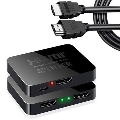 AKWOR HDMI Splitter 1 in 2 Out for Dual Monitors with a 5ft HDMI Cable 4K UHD Display for 2 Monitors- Copy 1 Source to 2 Displays at The Same Time - style: Splitter + Cable