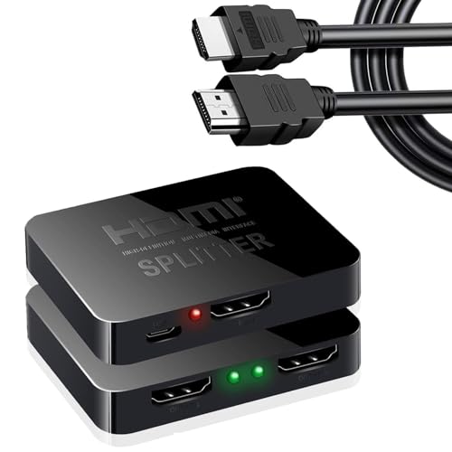 AKWOR HDMI Splitter 1 in 2 Out for Dual Monitors with a 5ft HDMI Cable 4K UHD Display for 2 Monitors- Copy 1 Source to 2 Displays at The Same Time - style: Splitter + Cable