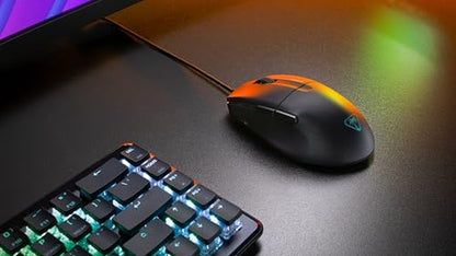 Turtle Beach Pure SEL Wired RGB Gaming Mouse for PC | Ultra-Lightweight, 8K DPI Optical Sensor, Mechanical Switches, Pretension System, Pure PTFE Glides, AIMO RGB Lighting, Black - color: Black