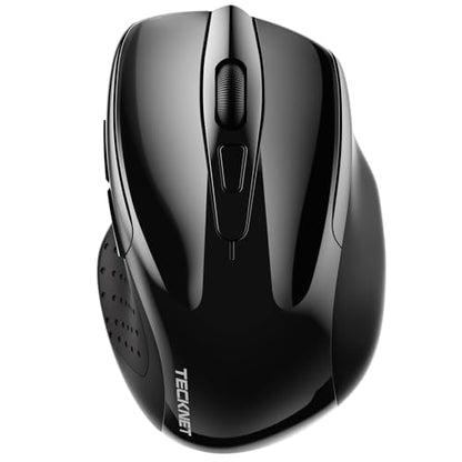 TECKNET Wireless Mouse, BT 5.0/2.4G, Silent 4800 DPI 6 Buttons, Black | Bluetooth 5.0/3.0 & USB A, 2-Device Easy Switch, Wide OS Compatible, 6-DPI, Ergonomic for S/M Hands, Extended Battery - color: Black