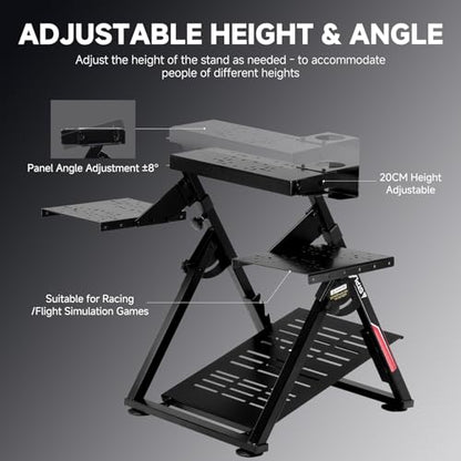 GTPLAYER Flight Racing Simulation Stand Foldable Gaming Stand Compatible with Logitech/Thrustmaster/PXN Gaming Devices Adjustable Stable Simulator Cockpit Stand, Electronic Device Not Included, Black - color: Black Flight Stand