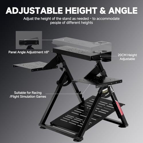 GTPLAYER Flight Racing Simulation Stand Foldable Gaming Stand Compatible with Logitech/Thrustmaster/PXN Gaming Devices Adjustable Stable Simulator Cockpit Stand, Electronic Device Not Included, Black - color: Black Flight Stand