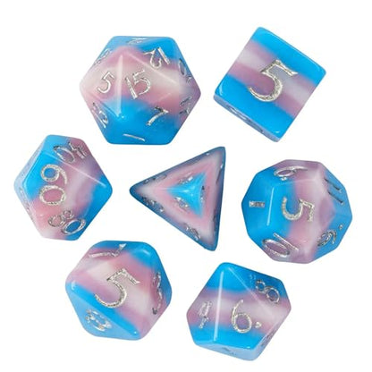 DND Dice Set Blue-Pink Polyhedral Dice Set for D&D Tabletop Games | Leather Storage Bag, DM Gift, for Dungeons and Dragons Role Playing Games - color: Blue&pink5