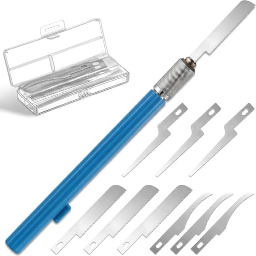 Honoson Mini Hand Saw Model Tools Small Hobby Saw Blades Kit with 9 Tiny Razor Hacksaw Blades for Miniatures, Modeling, DIY Crafts, Plastic Models, Wood(Blue,Style 3) - color: Blue, style: Style 3