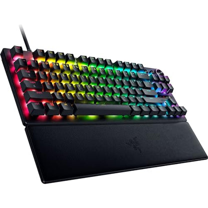 Razer Huntsman V3 Pro TKL Esports Gaming Keyboard: Analog Optical Switches - Razer Snap Tap - Rapid Trigger - Adjustable Actuation - Media Keys & Dial - Doubleshot PBT Keycaps - Wrist Rest - Black - color: Black, size: TKL, style: 1000 Hz Polling