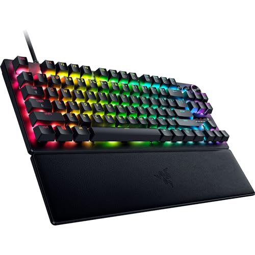 Razer Huntsman V3 Pro TKL Esports Gaming Keyboard: Analog Optical Switches - Razer Snap Tap - Rapid Trigger - Adjustable Actuation - Media Keys & Dial - Doubleshot PBT Keycaps - Wrist Rest - Black - color: Black, size: TKL, style: 1000 Hz Polling