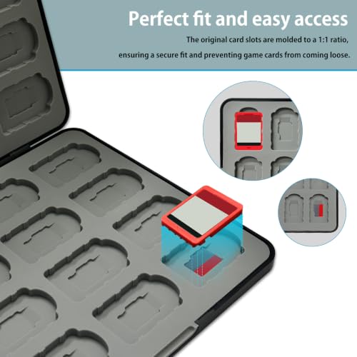 ONETIAOLONG Switch Game Case Holder for Switch 2 & OLED & Lite with 64 Cartridge Slots and 64 Micro SD Card Storage with Magnetic Closure,Protective Hard Shell for Easy carrying (Black, 64-slots) - size: 64-slots
