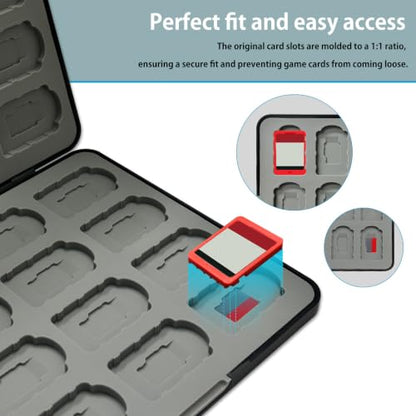 ONETIAOLONG Switch Game Case Holder for Switch 2 & OLED & Lite with 64 Cartridge Slots and 64 Micro SD Card Storage with Magnetic Closure,Protective Hard Shell for Easy carrying (Black, 64-slots) - size: 64-slots