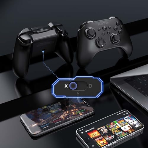 ShanWan Wireless Controller for PC, iPhone, Android, Switch, Steam, Gamepad 2.4G Bluetooth Controller with Hall Effect Trigger,Turbo,Rumble Vibration (Black)