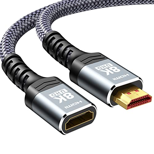 Highwings 8K 4K HDMI Extender Cable 3.3FT/1M Short HDMI Extension Cable 2.1 4K@30Hz/ 60Hz/ 120Hz, Ultra high Speed HDMI Adapter Male to Female Compatible with PS5 Roku Stick Blu Ray Player HDTV Laptop - color: Grey, size: 3.3 feet, style: 8k 1pack