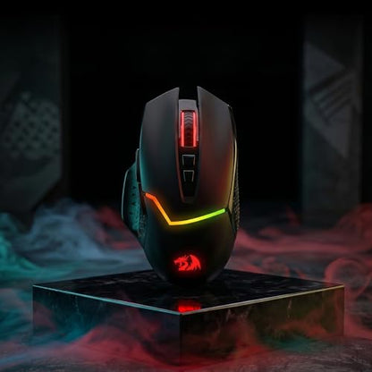 Redragon M690 MAX Wireless RGB Gaming Mouse 12800 DPI Remapping Keys | Cable-Free 0 Delay, Redefine Keybinding Macro, Vibing Backlight, Ergonomic Grip Body Comfort - style: M690 MAX