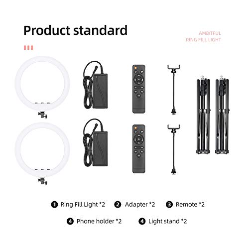 AMBITFUL 21-inch LED Ring Light, 50W 416 Beads, 3000K-6000K Adjustable Color Temperature, with Light Stand for Live Streaming, YouTube Videos, Photography, Smartphone/SLR Camera (2 Pack) - color: 21 inch