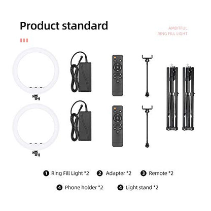 AMBITFUL 21-inch LED Ring Light, 50W 416 Beads, 3000K-6000K Adjustable Color Temperature, with Light Stand for Live Streaming, YouTube Videos, Photography, Smartphone/SLR Camera (2 Pack) - color: 21 inch